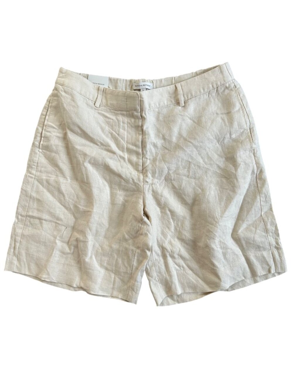 Banana Republic Women's Sz Large Beige Everyday Bermuda Linen Shorts